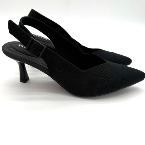 Vivaia Addison Slingback Sandals Minimalist Old Money Black Comfort Heels 7.5 - Picture 1 of 8
